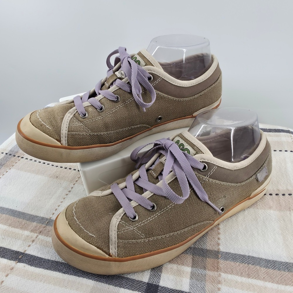 Simple Eco Sneaks Hemp Sneakers Womens 9 Olive Green Low Top Shoes 9243